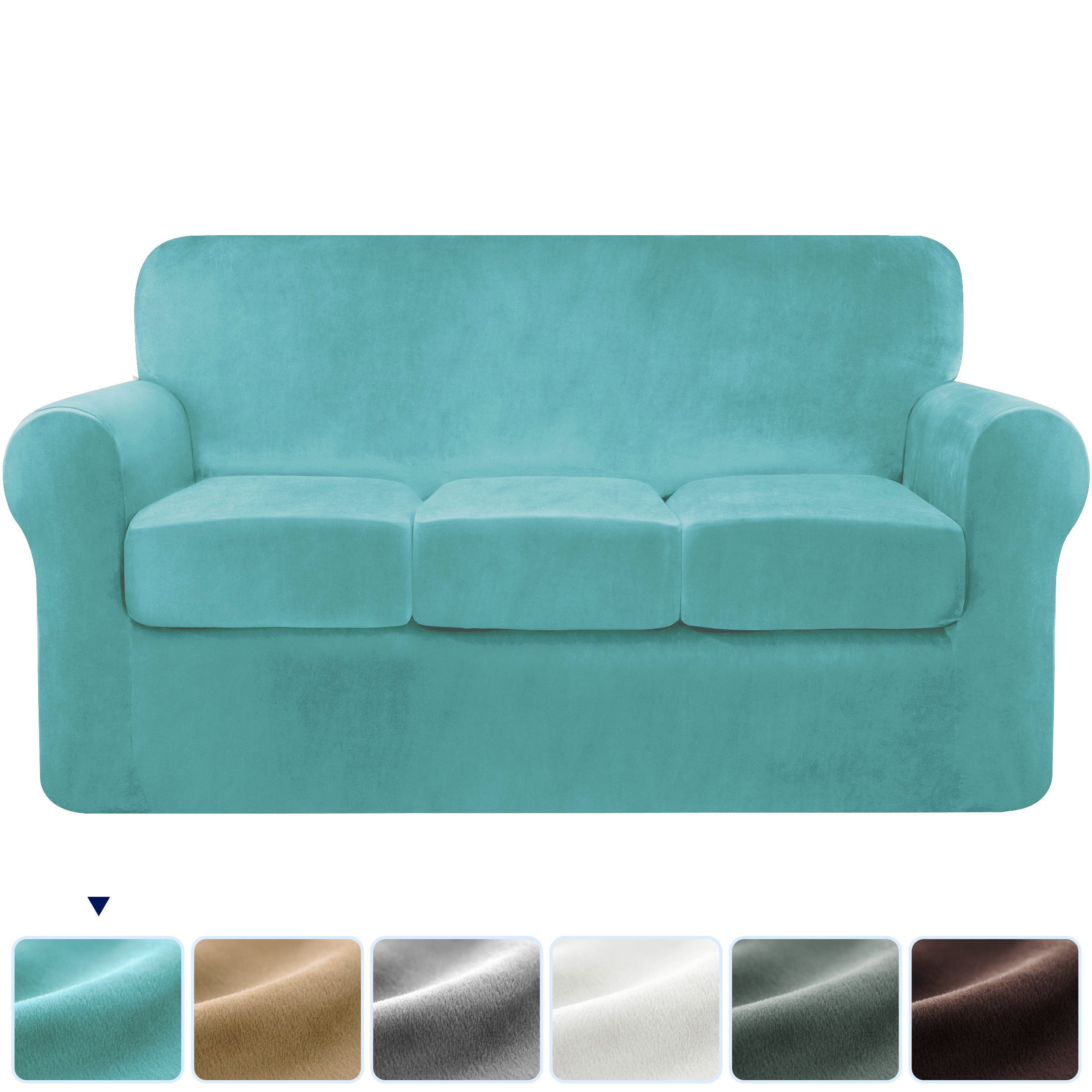 Subrtex 4-pieces Velvet High Stretch Washable Individual Cushion Sofa