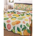 thumbnail image 3 of Quilts King Size Bedding Set, Summer Lemon Orange Lightweight Quilted Comforter, Farmhouse Tropical Fruit Rustic Soft Reversible Bedspread Coverlet with Pillow Covers for All Season, 96" x 106", 3 of 7