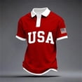 thumbnail image 2 of CONROSES 4Th Of July Men's Short Sleeve Polo Shirts Patriotic Usa Flag Graphic Collared Independence Day Polo Shirt for Men Casual Golf Shirts, 2 of 3