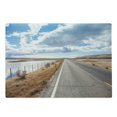 thumbnail image 1 of Lake Theme Cutting Board, Adventure Themed Pattern of a Road near the Lake City Utah Deserted Landscape, Decorative Tempered Glass Cutting and Serving Board, in 3 Sizes, by Ambesonne, 1 of 2