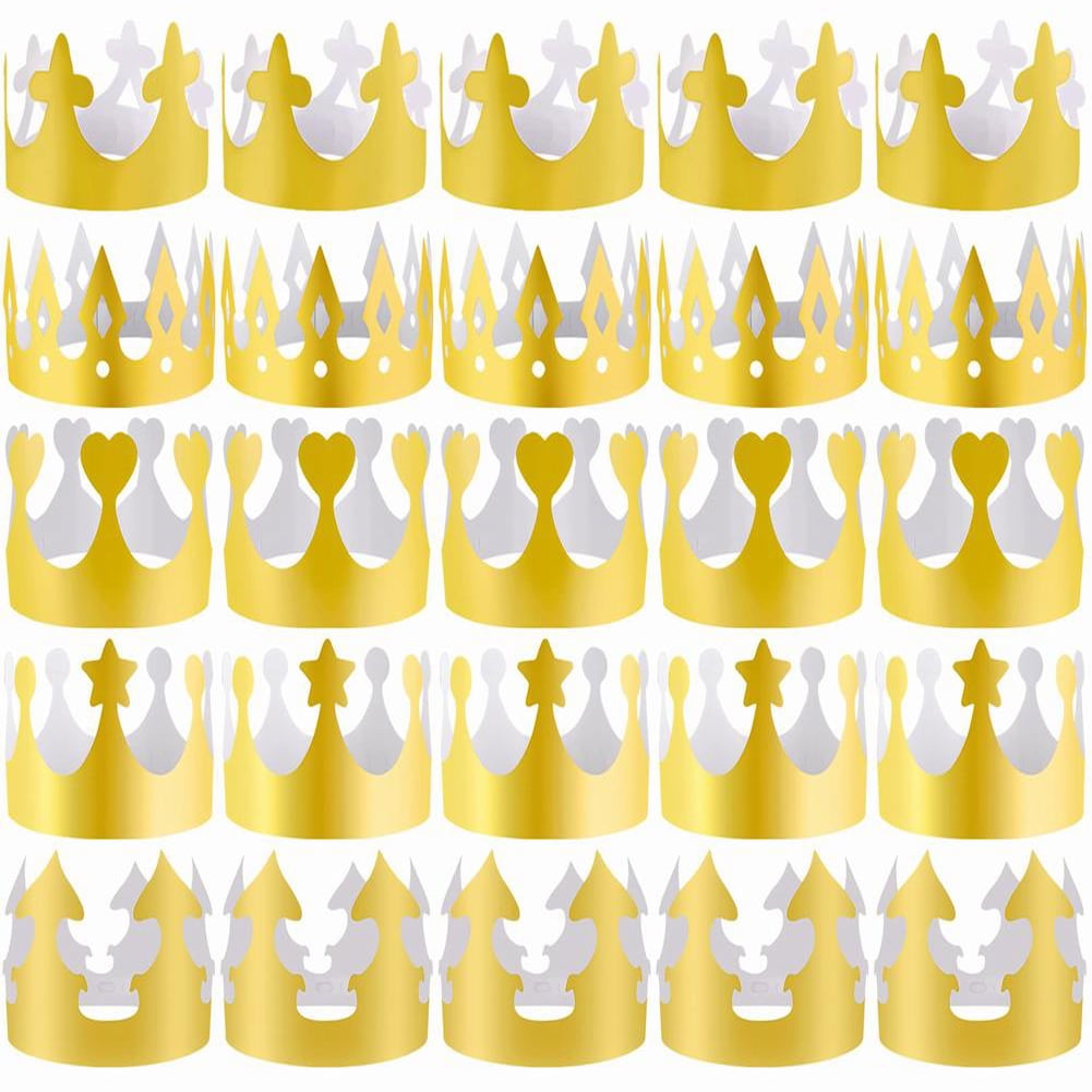 Yannee 25 Pieces Paper King Crown Hats,Party King Crown Gold Paper Hats ...