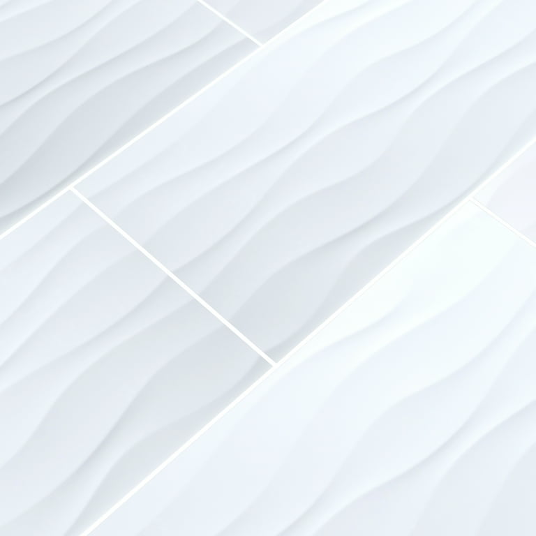 MSI Dymo Wavy White 12 in. x 24 in. Glossy Ceramic Wall Tile (16 sq. ft./case) MSI Dymo Wavy White 12 in. x 24 in. Glossy Ceramic Wall Tile (16 sq. ft./case)
