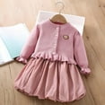 thumbnail image 3 of Bixock Fall and Winter Clothes,Toddler Girls Dresses,Girls' Fall Fashion Solid Color Knitted Long Sleeve Collar Dress, 3 of 3