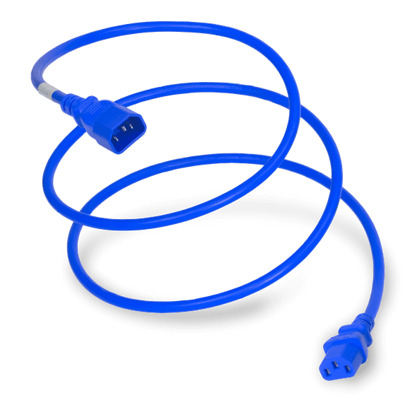 World Cord Sets 15 Foot IEC 60320 C14 to C13 PDU Style Heavy Duty 15 Amp Power Cable (Blue)