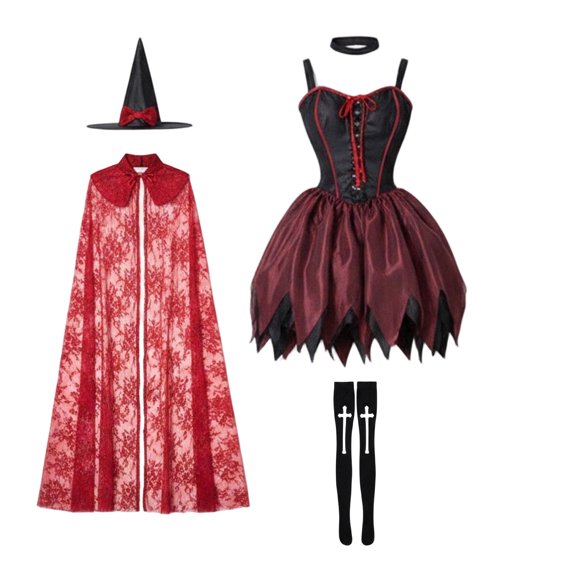BOOMNY Halloween Kids Girls Skeleton Dress Up Funny Hallowmas Party Outfits Sets Playful Stage Performance Clothes Set