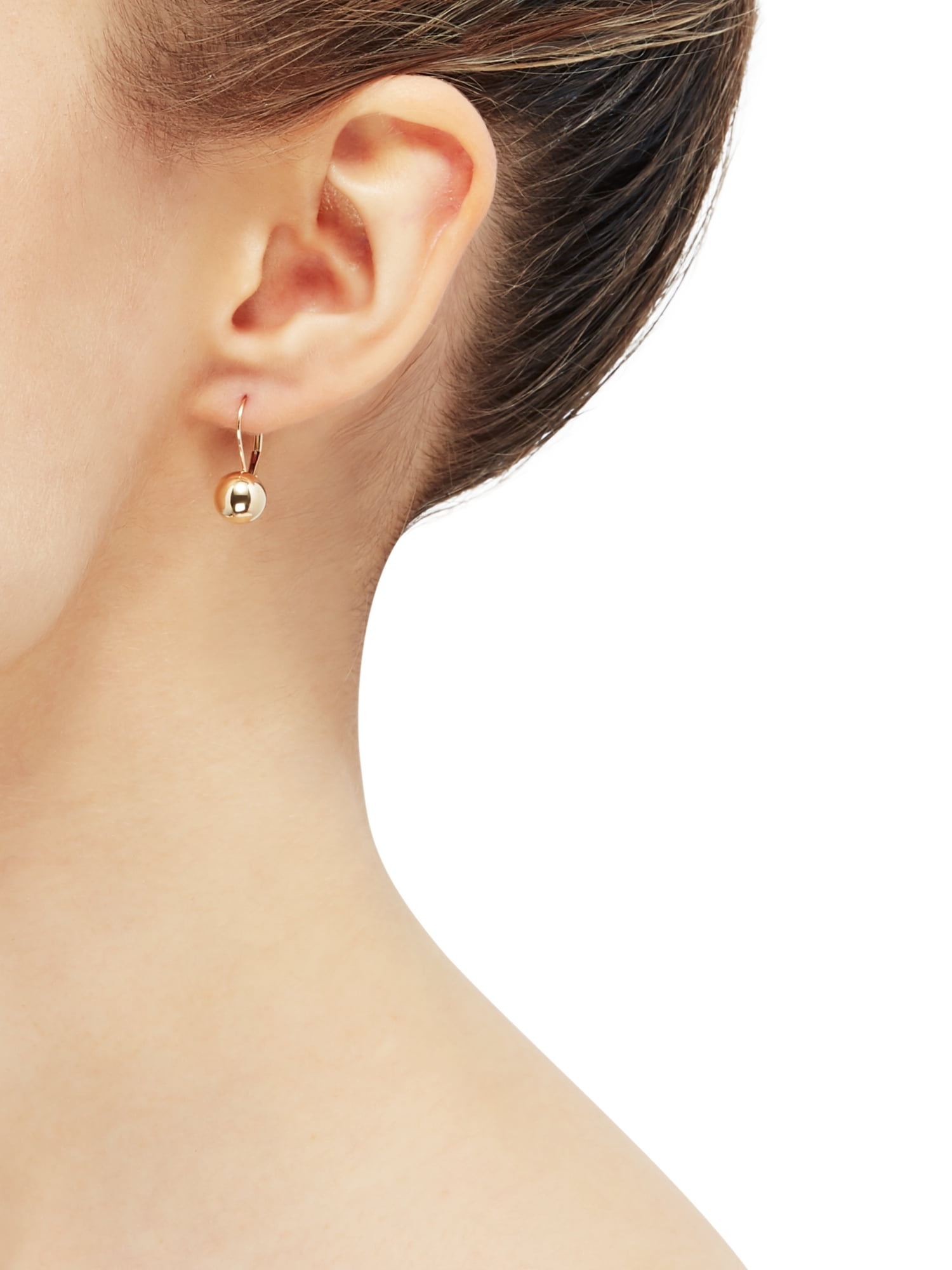Gold ball sale drop leverback earrings