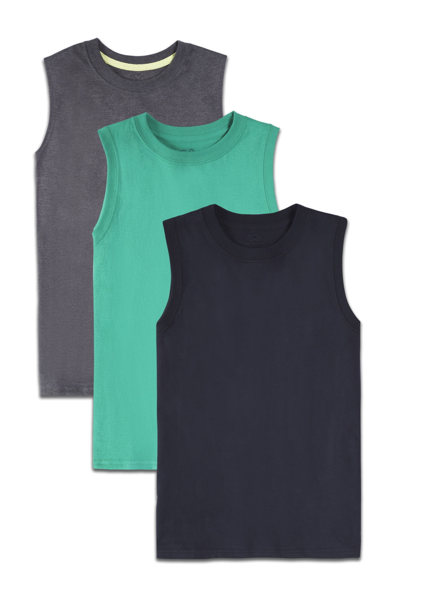 Fruit of the Loom Boys Sleeveless Muscle Shirts, 3 Pack, Sizes XS - 2XL ...
