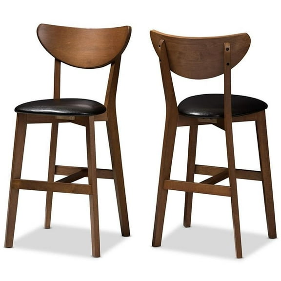 Bowery Hill 25" Counter Stool in Black and Brown (Set of 2)