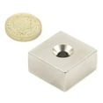 thumbnail image 2 of N42 Neodymium Countersunk Rectangular Magnet - 30mm x 30mm x 15mm thick x 6.5mm Hole - 66.15lbs Pull (Pack of 1), 2 of 2