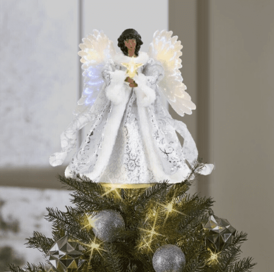 Ciaoed White Fiber Optic Angel Christmas Tree Topper 12 Inch 