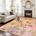 thumbnail image 2 of 5'x8' Area Rugs, Spring Floral Indoor Outdoor Area Rug for Living Room Bedroom, Watercolor Elegant Summer Flowers Botanical Washable Bathroom Rugs Kitchen Floor Carpet Mats Home Decor Aesthetic, 2 of 8