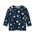 thumbnail image 4 of XADYUY Girls Shirts Size 14-16 Summer 3/4 Sleeve Toddler Girls T-Shirts Daisy Floral Print Tshirt Cute Crewneck Cotton Loose Tee Tops Girls 9-10 Years,Dark Blue, 4 of 5