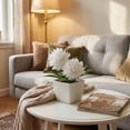 thumbnail image 6 of 1 Pc Fake Plant Small Artificial Green Plant Faux Flowers with Vase Fake Daisy Bouquet in Square White Plastic Vase Flowers for Table Decoration Farmhouse Floral Arrangement, 1.97x4.72 Inch, White, 6 of 9