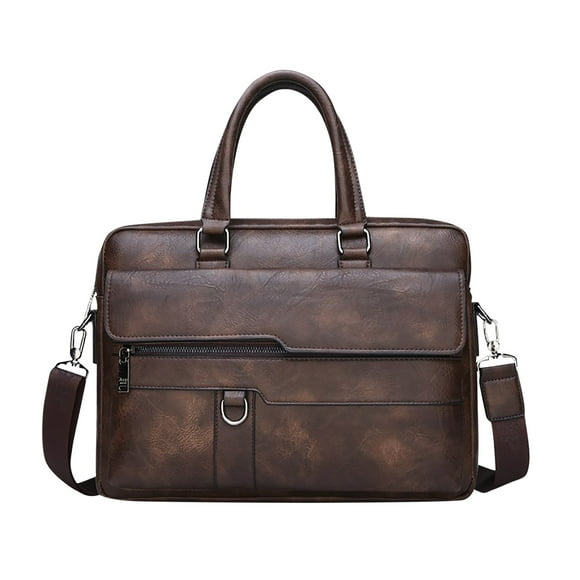 TechWave Men's Shoulder Bag Crossbody Bag Large Capacity PU Retro Briefcase Multifunctional Leather Bag Computer Bag