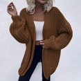 thumbnail image 2 of Breezora Elegant Oversized Open Front Knit Cardigan Women’s Long Sleeve Lightweight Comfortable Loose Fit Office Casual L Size Coffee, 2 of 4