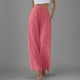 thumbnail image 2 of Pantalones palazzo de lino de verano para mujer: pierna ancha y fluida, cintura elástica con cordón, bolsillos laterales, ropa informal de playa., 2 of 5
