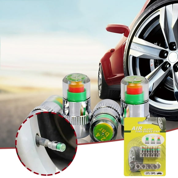 ESSSUT Car Tire Pressure Alert Caps, Visual Monitoring Sensors For Enhanced Driving Safety, Easy Diagnostic Tool Silver One Size