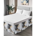 thumbnail image 4 of Grey White Marble Bed Skirt King Size, Ink Painting Modern Abstract Wrap Around Bed Skirting with Adjustable Elastic Strap, Dust Ruffled Pleated Bedskirts 18 Inch Drop for Bedroom King Beds, 4 of 9