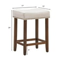 thumbnail image 3 of Giantex Wood Saddle Stools, Dining Chair w/Upholstered Cushion for Kitchen, Pub, 3 of 6