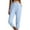 Light Blue, variant on Lindreshi Womens Capris with Pockets Cotton Womens Solid Color Comfortable Elastic Waist Casual Trousers with Pocket