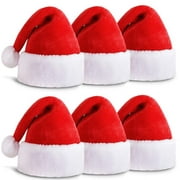 High-end Santa Hat,Christmas Hat for Adults Decoration Velvet Plush Super Soft Thickening 6 Pack
