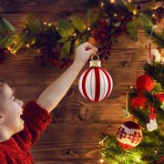 YaoZQ Peppermint Christmas Ornaments Red And White Striped Ball 8 Inch Large Shatterproof With Glitter Candy Cane Themed Xmas Decoration For Holiday Tree Party Home By YaoZQ