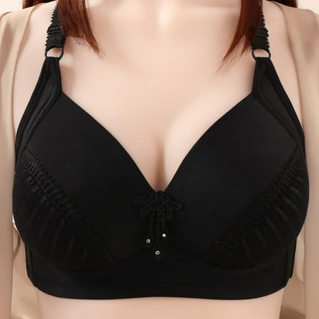 Crunowin Women s Plus Size Adjustable Bra  Push Up Full Coverage Wire Free Comfort Fashion Solid Color Daily Underwear Black XXXL