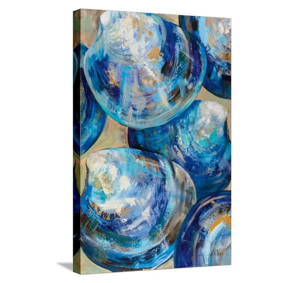 Art.com Beyond Blue Shells Stretched Canvas Print Wall Art by Jeanette Vertentes, 16" x 24"