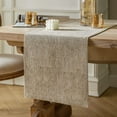 thumbnail image 1 of XINQIHANG Burlap Style Farmhouse Table Runners 60 Inches Long, Beige Rustic Woven Dining Table Runner for Everyday Use, 14x60 Inches, Oatmeal Beige, 1 of 7