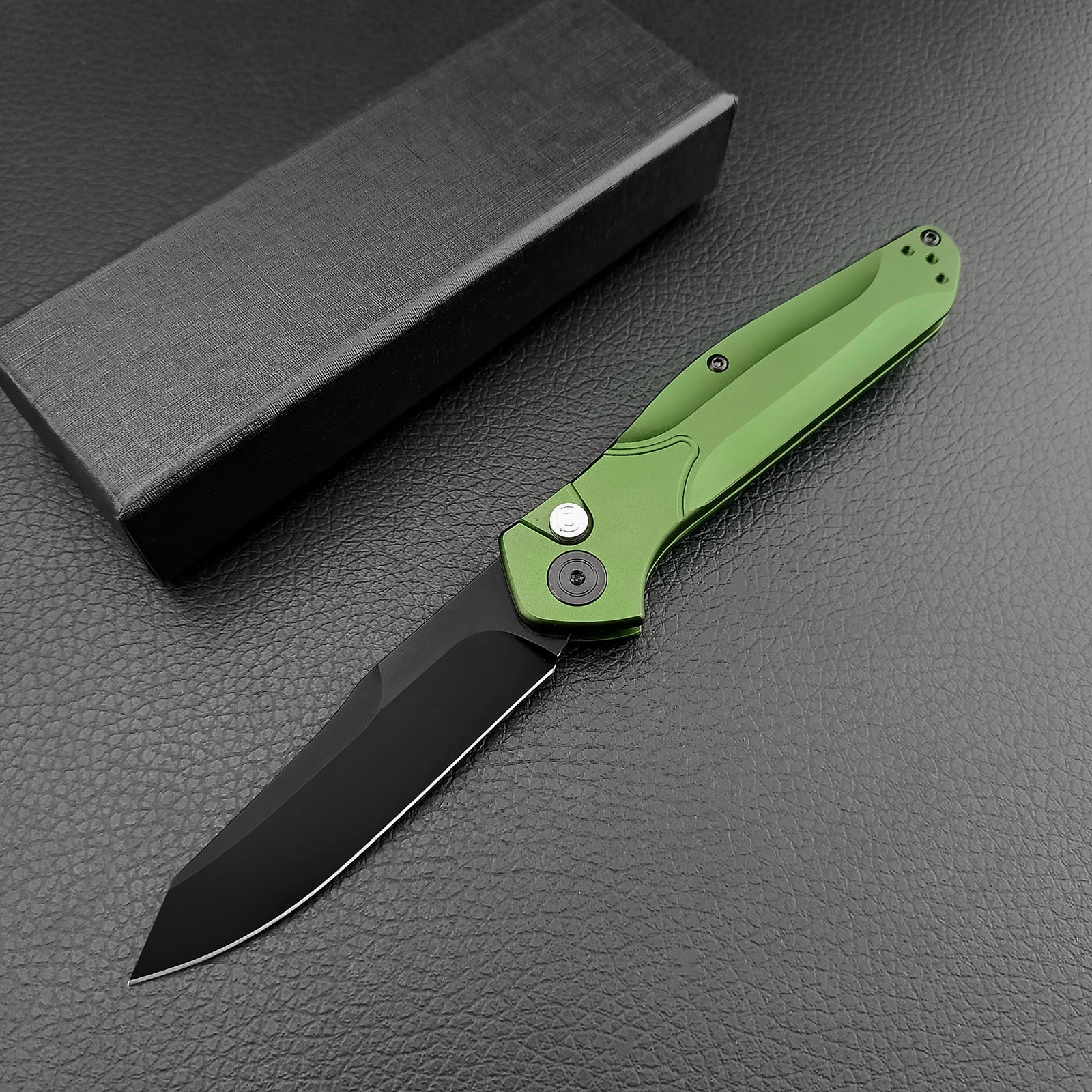 Folding Pocket Knife for Men and Women,3.15 Inch D2 Satin Blade, Green Aluminium Handle, Ideal for Utility EDC Knife