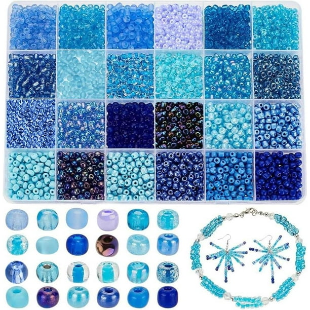 3600 cuentas de vidrio azul de 4 mm, 24 colores, 6/0, redondas, mini cuentas espaciadoras para la cintura, para manualidades.