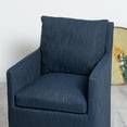 thumbnail image 3 of 25" Wide Upholstered Dining Chairs with Casters Modern Performance Fabric Down Cushion Rolling Dining Armchair for Kitchen Dining Room Living Room (Indigo), 3 of 10