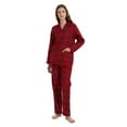 thumbnail image 6 of Amaxer Women's 100% Cotton Cozy Flannel Pajama Set - Long Sleeve Button-Up Top with Elastic Waist Pants, Warm & Soft Sleepwear, Red Christmas Plaid-2, XL, 6 of 6