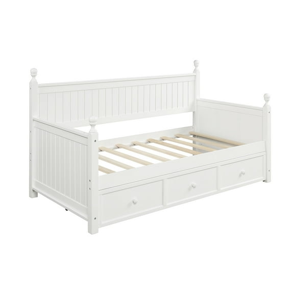 imerelez Wood Daybed with Three Drawers ,Twin Size Daybed,No Box Spring Needed ,White