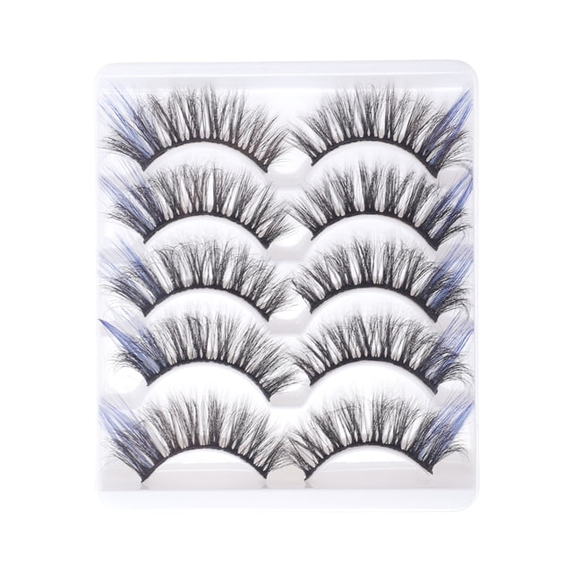 Unique Bargains 5 Pair 3D Mixed Color False Eyelashes for Makeup Blue