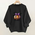 thumbnail image 5 of Women's Halloween Pumpkin Face Long Sleeve Sweatshirts Lightweight Casual Round Neck Pullover Tops 2025 Fashion, 5 of 6