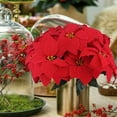 thumbnail image 5 of 2 Pcs Poinsettias Artificial Christmas Flowers Red Poinsettia Bushes for Christmas Decor 7 Heads Fake Silk Poinsettia Flowers Velvet Bouquet for Home Xmas Tree Table Centerpiece Holiday, 5 of 7