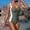 A327 Army Green, variant on Women's One Piece Swimsuits Scalloped Trim V Neck Tummy Control Bathing Suits Cross Front Ruched Slimming Monokini Beachwear Built-in Padding