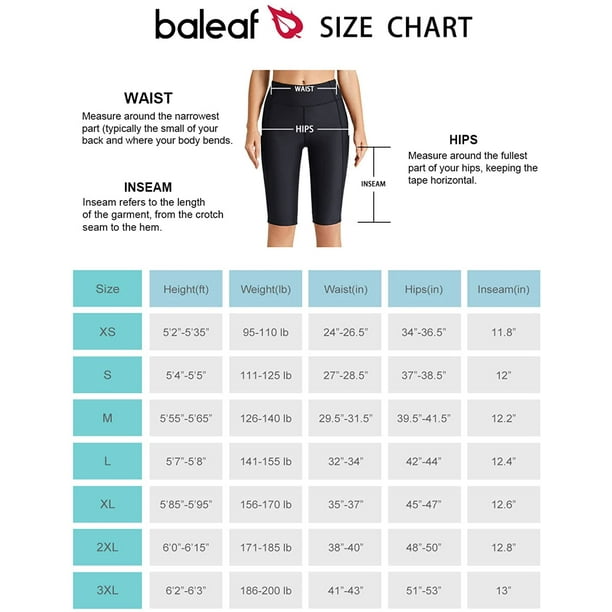 BALEAF Women's Knee Length Long Swim Shorts Upf50+ High Waisted Swim Capris  Pants with Pockets, Black, X-Small : : Clothing, Shoes &  Accessories