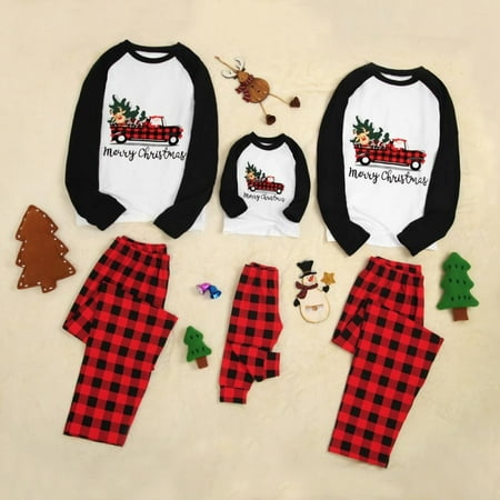 

BULLPIANO Christmas Mom Dad Kids Family Matching Pajamas Sets 2Pcs Women Men Xmas Jammies Sleepwear Loungewear