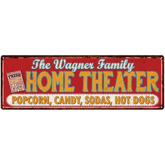 The WAGNER Family Home Theater Sign Gift 6x18 Metal Movies Decor 106180100152