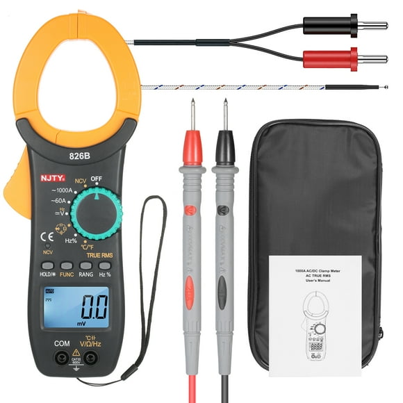 Amdohai NJTY 826B 1000A AC Clamp Meter Auto Range 6000 Counts 1.9-inch LCD Digital AC True