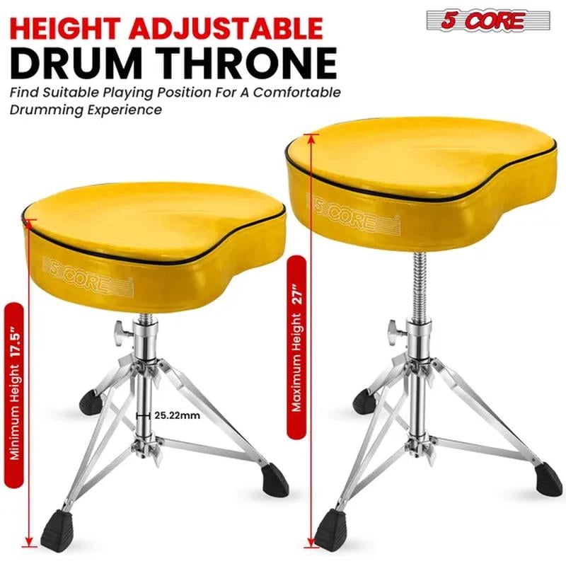 Drum Throne Padded Guitar Stool Saddle Drummer Seat for Adults & Kids