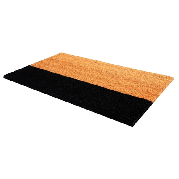 Fab Habitat Modern Non Slip Doormat - Durable Thin - Natural Coir & Rubber - Entryway Front Door Porch Patio - Black Belt Black/Natural (18"" x 30"" Non-Slip)