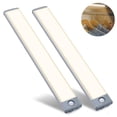 thumbnail image 2 of 2 Pack Ultra-Thin Magnetic LED Cabinet Lights with Motion Sensor, Wireless Rechargeable Battery Operated Under Cabinet Lighting for Kitchen, Drawer, Stairs, and Hallway, 2 of 5