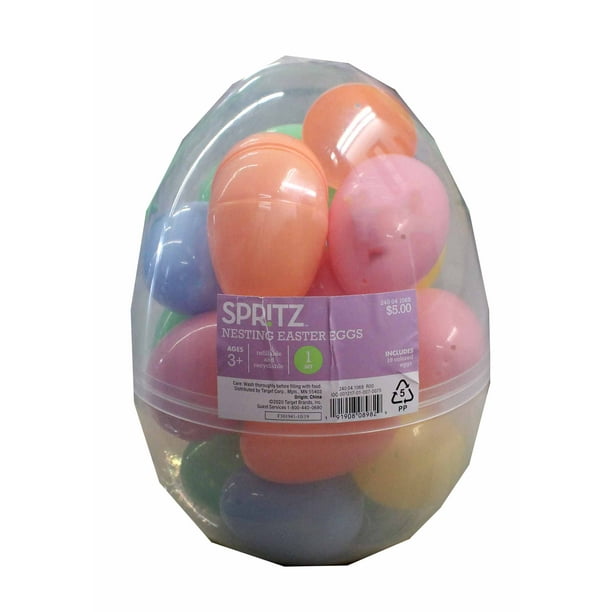 Spritz Plastic Refillable MultiColor Nesting Easter Eggs 19 Count