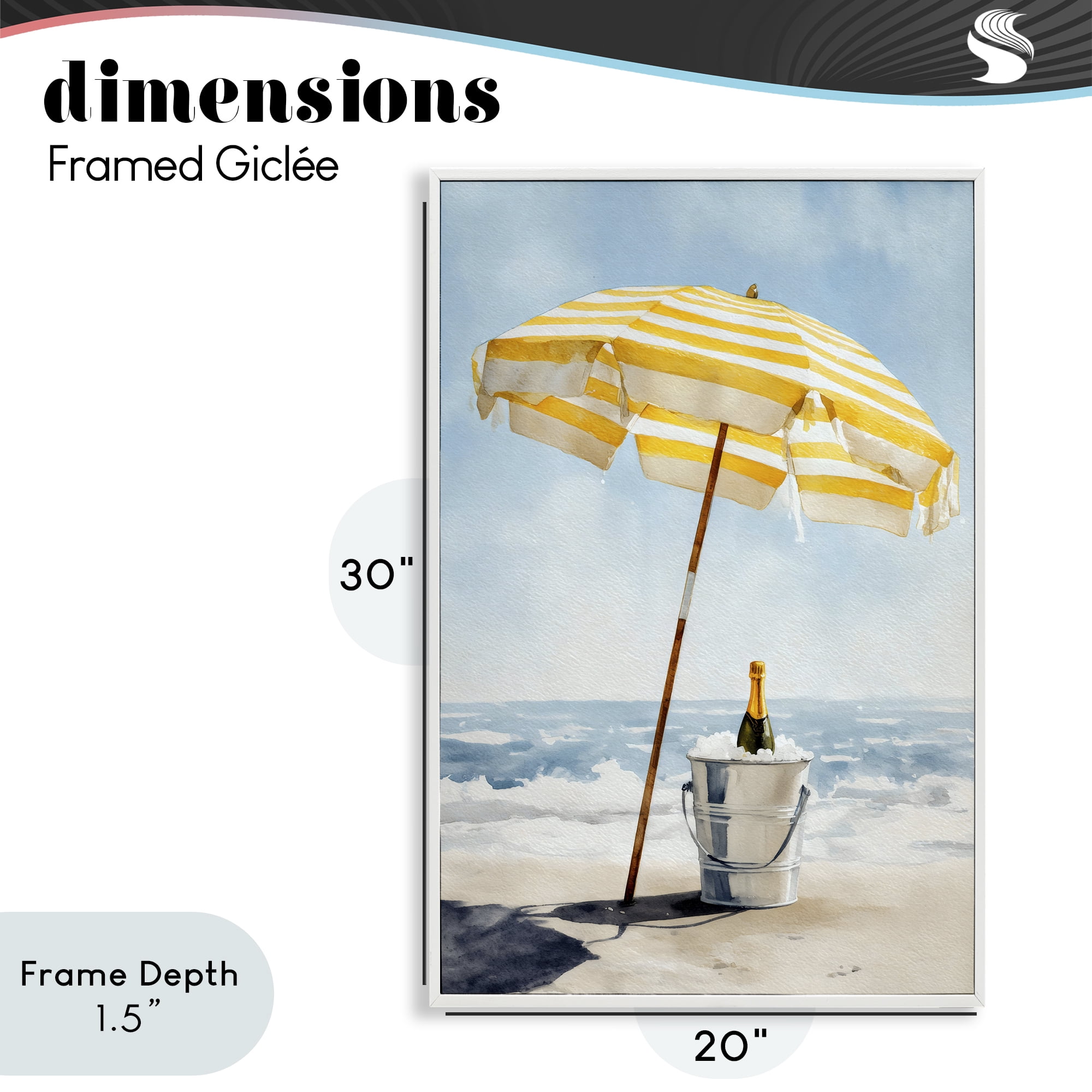 Stupell Industries Sunshine Celebration at Seaside White Framed Giclee Art, design by Petal Prints Design
