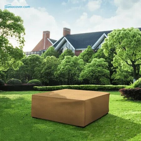 Extra Large Square Outdoor Side Table or Ottoman Cover - Outdoor Square Table Covers - Patio Ottoman Washable - Heavy Duty Furniture 36" Beige