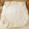 100 Linen Fitted Sheet with Elastic Band, AntiSlip Mattress Cover for