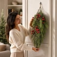 thumbnail image 7 of Christmas Teardrop Swag, Artificial Pine Door Decor, Full Pine Needle Shape Arranged in a Tapered Cascade for Home Displays, Synthetic Evergreen Branches for Seasonal Home Use, 7 of 7